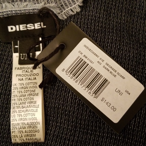 🆕️Diesel Segrade scarf light/dark blue, Italy - Picture 4 of 8